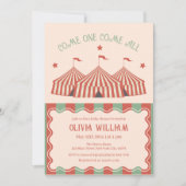 レトロヴィンテージカーニバルサーカス赤ちゃんシャワー 招待状 (正面)