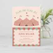 レトロヴィンテージカーニバルサーカス赤ちゃんシャワー 招待状 (スタンド正面)