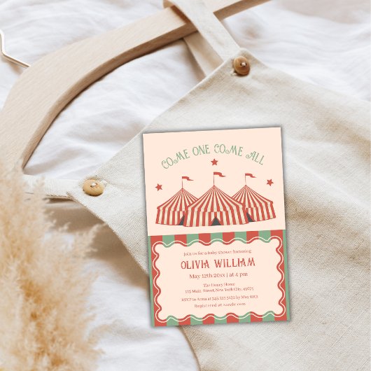 レトロヴィンテージカーニバルサーカス赤ちゃんシャワー 招待状