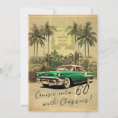 レトロヴィンテージカー60th父の誕生日パーティー 招待状 (正面)