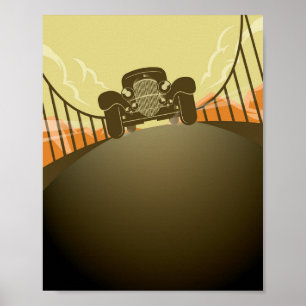 レトロヴィンテージカー  アールデコ ポスター