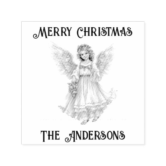 レトロヴィンテージガーディアンジェルメリークリスマス セルフインキングスタンプ (デザイン)