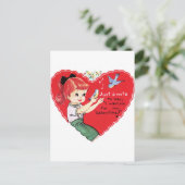 レトロヴィンテージガールバレンタインホリデー葉書 シーズンポストカード (スタンド正面)