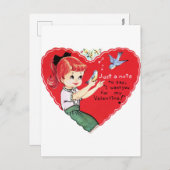 レトロヴィンテージガールバレンタインホリデー葉書 シーズンポストカード (正面/裏面)