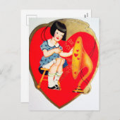 レトロヴィンテージガールホリデー葉書 シーズンポストカード (正面/裏面)