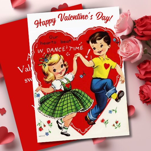 レトロヴィンテージキッズカスタム踊りバレンタインデー シーズンカード