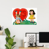 レトロヴィンテージキッズバレンタインポスター ポスター (ホームオフィス)