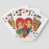 レトロヴィンテージキッズ踊りバレンタインデー トランプ (裏面)