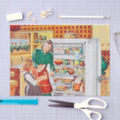 レトロヴィンテージキッチンの切り離し 薄葉紙 (クラフト)