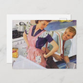 レトロヴィンテージキッチンカップル ポストカード (正面/裏面)
