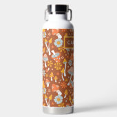 レトロヴィンテージキノコ花模様 ウォーターボトル (正面)