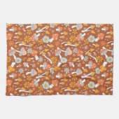 レトロヴィンテージキノコ花模様 キッチンタオル (横)