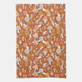 レトロヴィンテージキノコ花模様 キッチンタオル (縦)