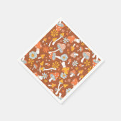 レトロヴィンテージキノコ花模様 スタンダードカクテルナプキン (角)