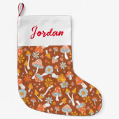 レトロヴィンテージキノコ花模様 スモールクリスマスストッキング (正面)