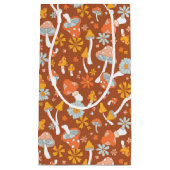 レトロヴィンテージキノコ花模様 スモールペーパーバッグ (正面)