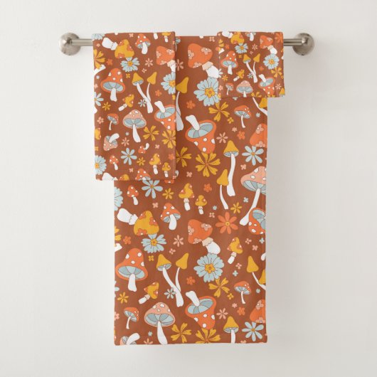レトロヴィンテージキノコ花模様 バスタオルセット (インサイチュ)