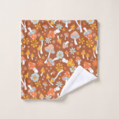 レトロヴィンテージキノコ花模様 バスタオルセット (ウォッシュタオル)