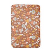 レトロヴィンテージキノコ花模様 バスマット (正面縦)