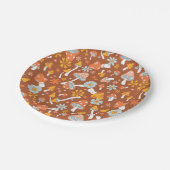 レトロヴィンテージキノコ花模様 ペーパープレート (アングル)