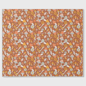 レトロヴィンテージキノコ花模様 ラッピングペーパー (フラット)