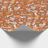 レトロヴィンテージキノコ花模様 ラッピングペーパー (角)