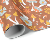 レトロヴィンテージキノコ花模様 ラッピングペーパー (ロールコーナー)