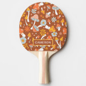 レトロヴィンテージキノコ花模様 卓球ラケット (正面)