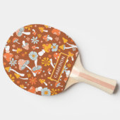 レトロヴィンテージキノコ花模様 卓球ラケット (横)