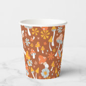 レトロヴィンテージキノコ花模様 紙コップ (裏面)