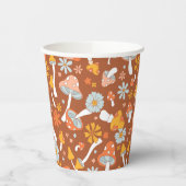 レトロヴィンテージキノコ花模様 紙コップ (左)