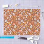 レトロヴィンテージキノコ花模様 薄葉紙 (クラフト)