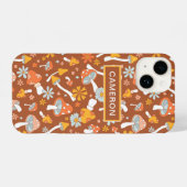 レトロヴィンテージキノコ花模様 iPhoneケース (裏面横)