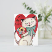 レトロヴィンテージキャットバレンタインホリデーハガキ シーズンポストカード (スタンド正面)