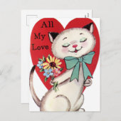 レトロヴィンテージキャットバレンタインホリデーハガキ シーズンポストカード (正面/裏面)