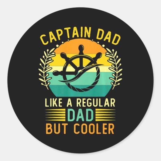レトロヴィンテージキャプテンパパファーザーズデイボート ラウンドシール (正面)