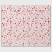 レトロヴィンテージキャンディーケーンフローラピンククリスマス ラッピングペーパー (フラット)