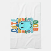 レトロヴィンテージキュートハロウィーン幽霊 キッチンタオル (縦)