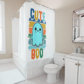 レトロヴィンテージキュートハロウィーン幽霊 シャワーカーテン (インサイチュ)