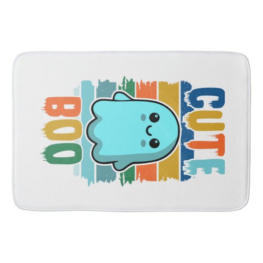 レトロヴィンテージキュートハロウィーン幽霊 バスマット (正面)