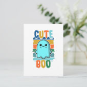 レトロヴィンテージキュートハロウィーン幽霊 ポストカード (スタンド正面)