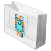 レトロヴィンテージキュートハロウィーン幽霊 ラージペーパーバッグ (正面アングル)