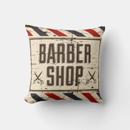 レトロヴィンテージクラシックアイキャッチ理容師ショップ クッション (正面)