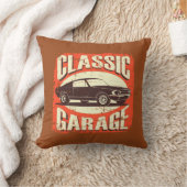 レトロヴィンテージクラシックガレージオレンジ クッション (ブランケット)