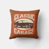 レトロヴィンテージクラシックガレージオレンジ クッション (裏面)