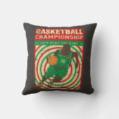 レトロヴィンテージクラシックググランジリーンバスケットボール クッション (裏面)