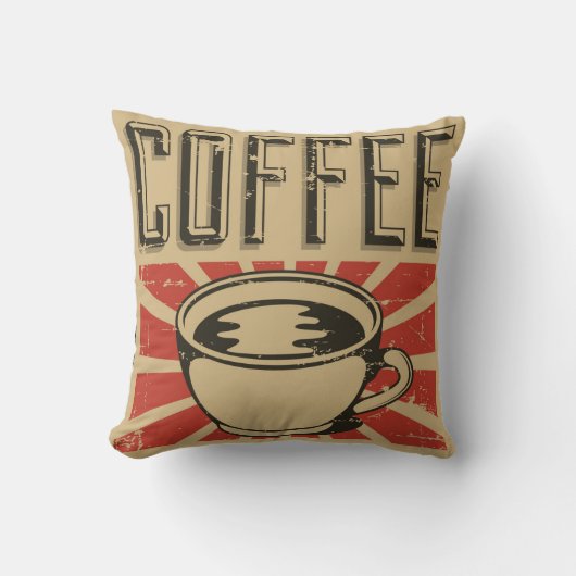 レトロヴィンテージクラシックコーヒー愛好家装飾用クッション クッション (正面)
