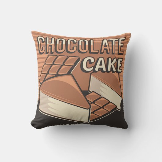 レトロヴィンテージクラシックスウィートブラウンチョコレートケーキ クッション (正面)