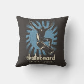 レトロヴィンテージクラシックスケートボードブルー クッション (裏面)