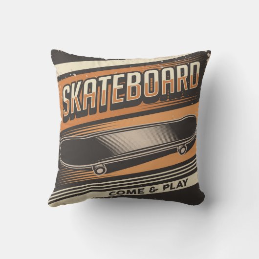 レトロヴィンテージクラシックスケートボ来遊ー クッション (裏面)